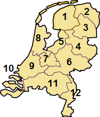 Harta administrativa Olanda impartita pe regiuni
